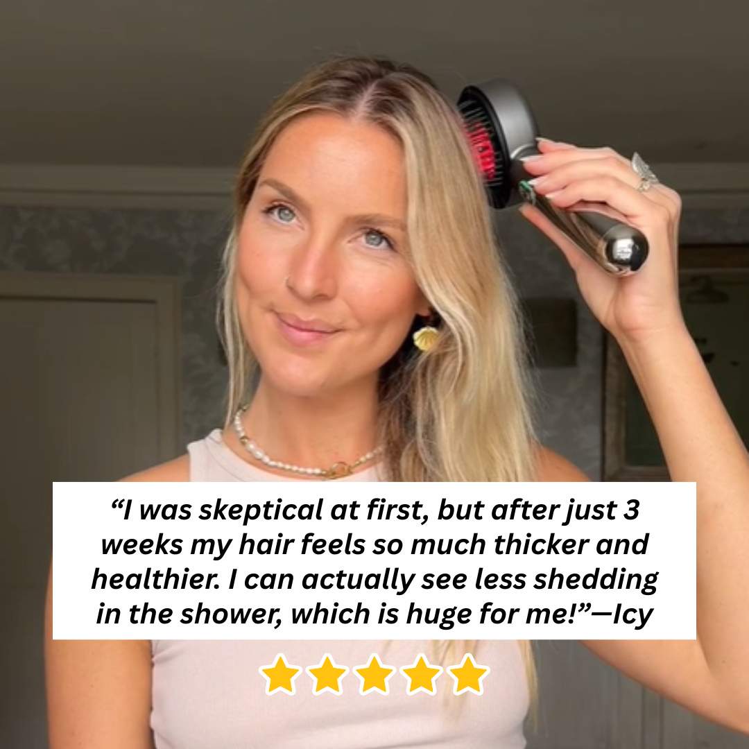 Oleo Glow® 3 in 1 Hair Renewal Scalp Massager Brush with Red Light Therapy
