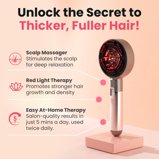 Oleo Glow® 3 in 1 Hair Renewal Scalp Massager Brush with Red Light Therapy