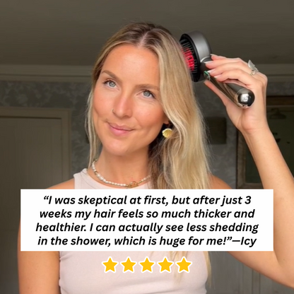 Oleo Glow® 3 in 1 Hair Renewal Scalp Massager Brush with Red Light Therapy